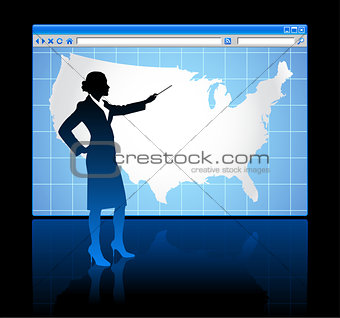 Web browser internet concept with US map
