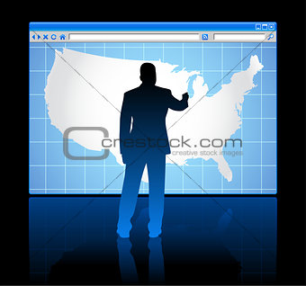 Web browser internet concept with US map