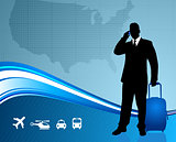 Business Traveler with United States map 