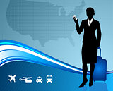 Business Traveler with United States map 