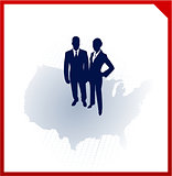 business team silhouettes on corporate elegance background