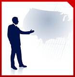 businessman presenting United States of Amrica map 