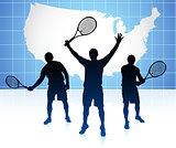 Tennis Player with United States Map Background