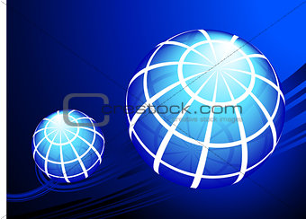 Globes on blue background