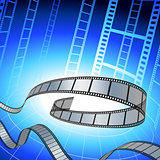 Film strip on blue background