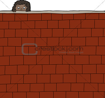 Girl Looking Over Wall