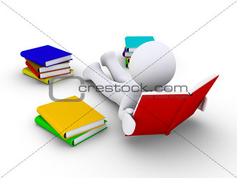 Relaxed person is reading