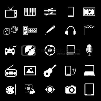 Entertainment icons on black background