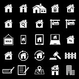 Real estate icons on black background
