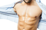 bodybuilding man shirt off
