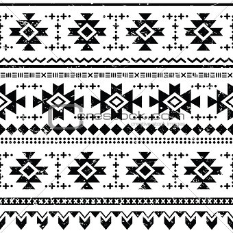 Tribal aztec vector retro seamless pattern on white