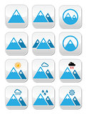 Mountain winter vector buttons set