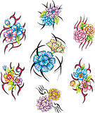 colorful tribal flower tattoos