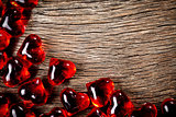 red glass hearts background
