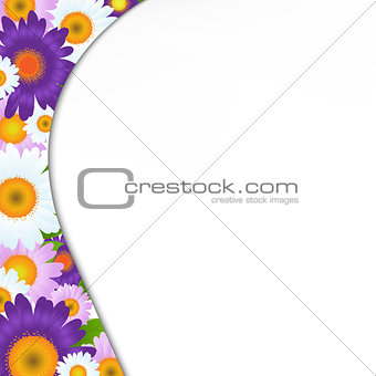 Color Gerbers Flowers Frame With Green Leaves