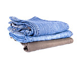 Pile of Jeans Isolated on White Background