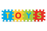 Vector "TOYS" written with alphabet puzzle