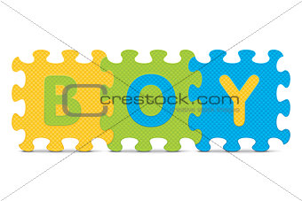 Vector "BOY" written with alphabet puzzle