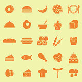 Food color icons on yellow background