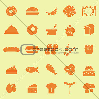 Food color icons on yellow background