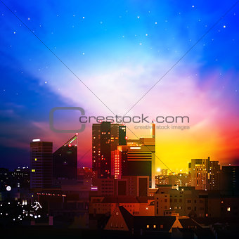 abstract background with city at night