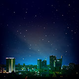 abstract night background with city and stars