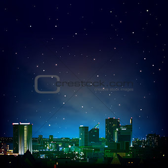 abstract night background with city and stars
