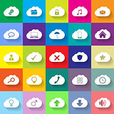 Cloud networking flat icon set of 25