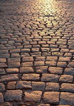 stone pavement in evening sunlight