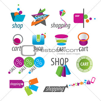 collection of vector logos shopping and card