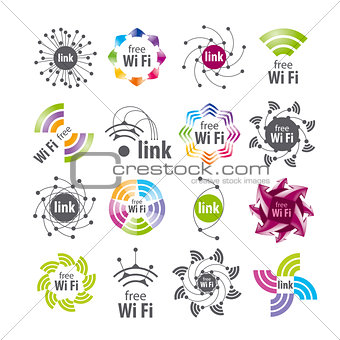Collection of vector logos Wifi connection