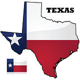 Texas map and flag