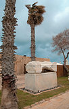 Ruins of the ancient Romanian harbor, Caesarea, Israel .