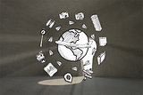 Composite image of global travel doodles