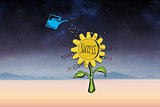 Composite image of success sunflower doodle