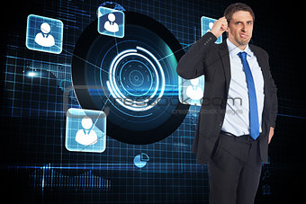 Composite image of thinking businessman scratching head