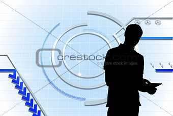 Composite image of technological background with circle and lines