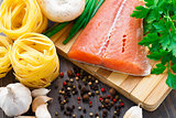 Ingredients for salmon pasta