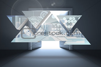 Composite image of interface on abstract screen