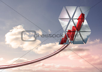 Composite image of red arrow on abstract screen