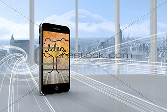 Composite image of idea tree on smartphone screen