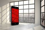 Composite image of binary code on smartphone screen