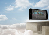 Composite image of success plan on smartphone screen