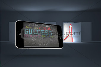 Composite image of success plan on smartphone screen