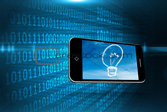 Composite image of cloud light bulb on smartphone screen
