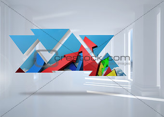 Composite image of arrows on abstract screen