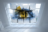 Composite image of eye on abstract screen