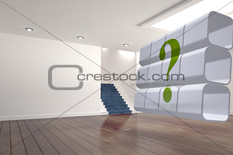 Composite image of question mark on abstract screen