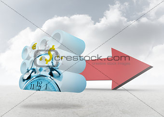 Composite image of time is money concept on abstract screen