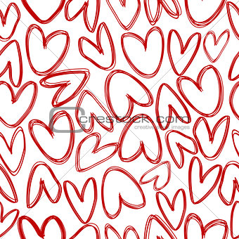 Seamless pattern with doodle hearts